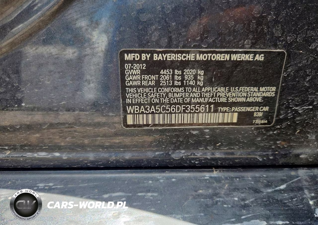 2013 BMW 328 I VIN:WBA3A5C56DF355611 - 13