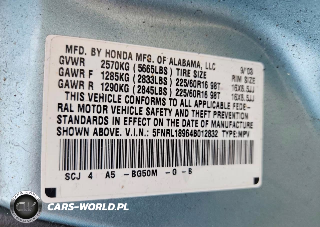 2004 Honda Odyssey Exl VIN:5FNRL18964B012832 - 13