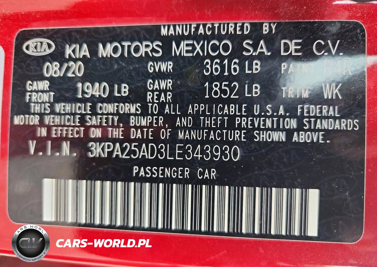2020 Kia Rio 5-Door S VIN:3KPA25AD3LE343930 - 12