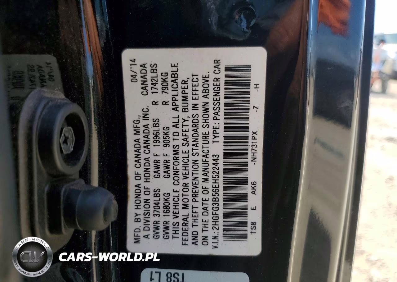 2014 Honda Civic Lx VIN:2HGFG3B56EH522443 - 12