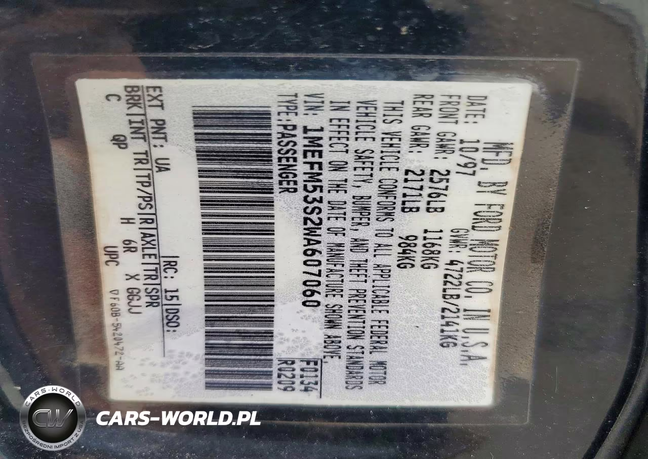 1998 Mercury Sable Ls Premium VIN:1MEFM53S2WA607060 - 12