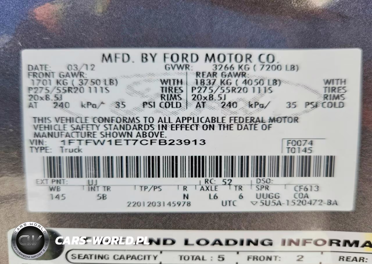 2012 Ford F150 Supercrew VIN:1FTFW1ET7CFB23913 - 13