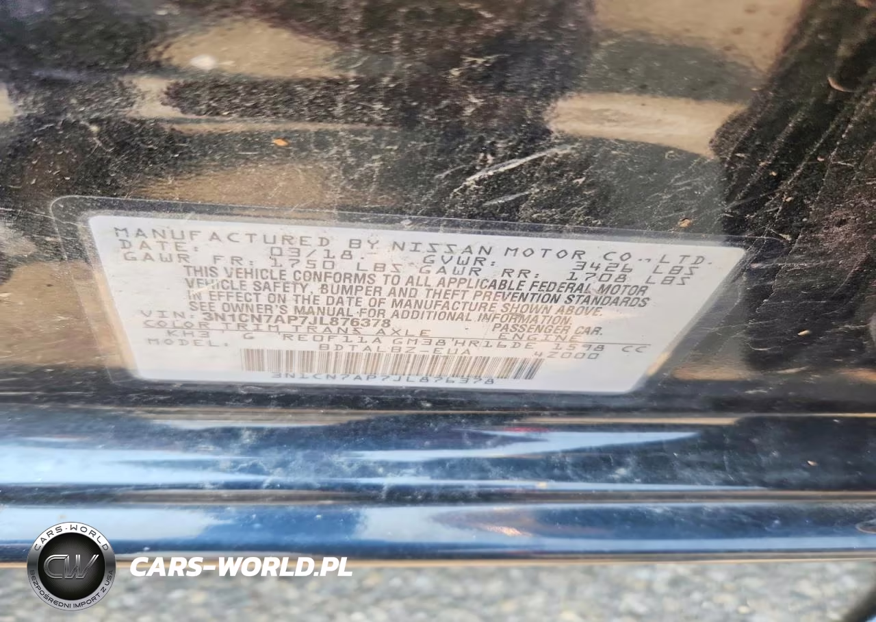 2018 Nissan Versa Sv VIN:3N1CN7AP7JL876378 - 12