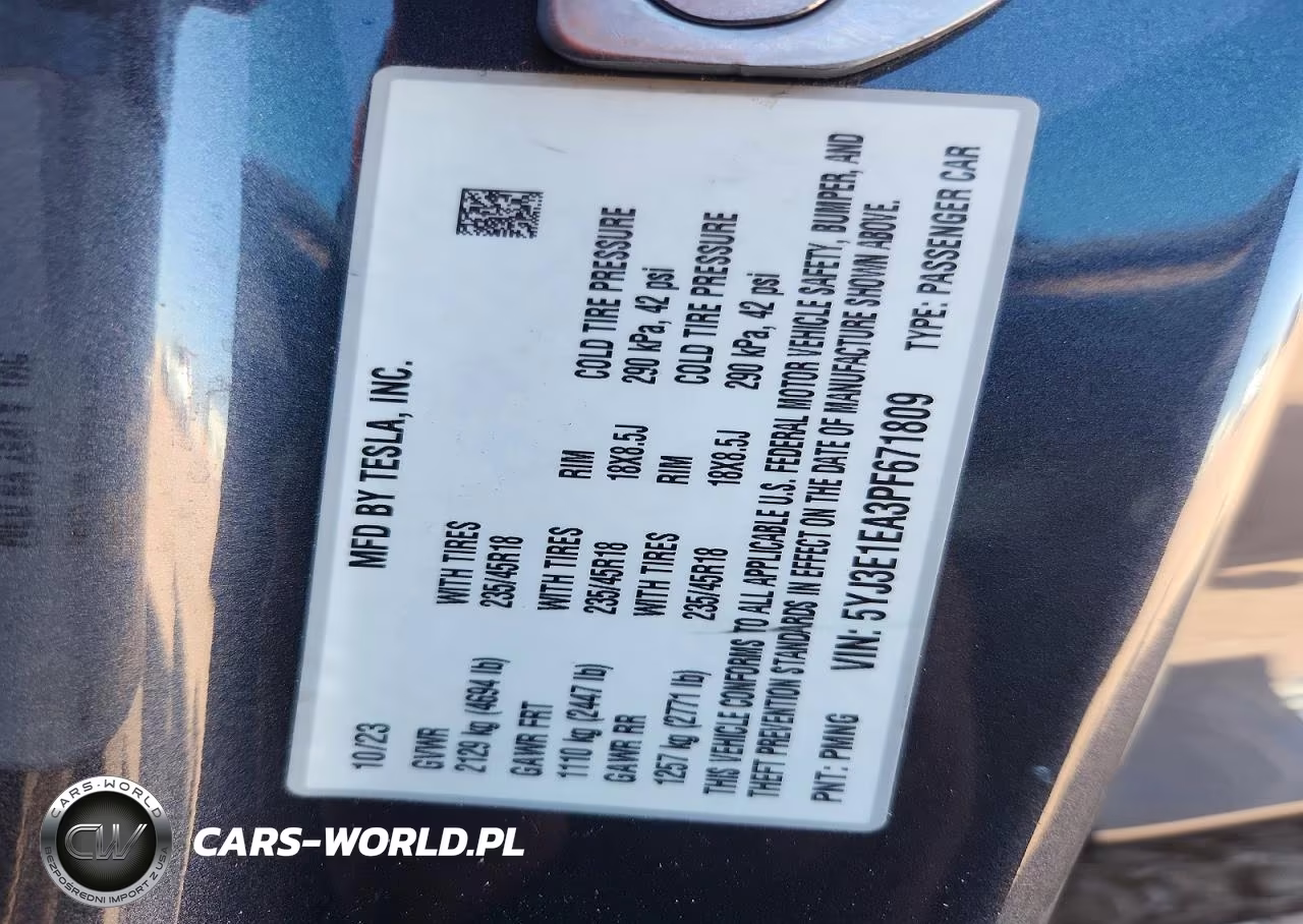 2023 Tesla Model 3 VIN:5YJ3E1EA3PF671809 - 12
