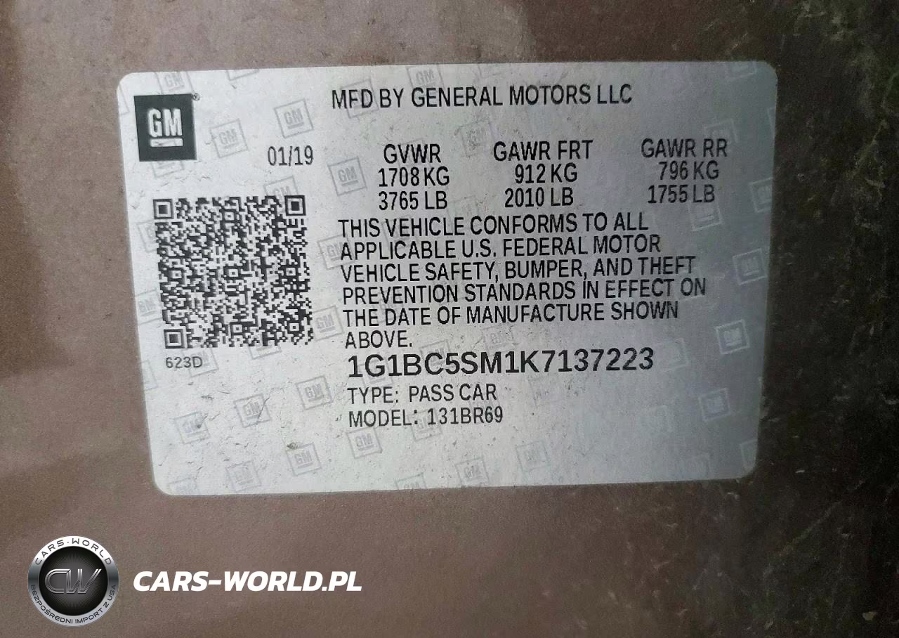 2019 Chevrolet Cruze Ls VIN:1G1BC5SM1K7137223 - 12