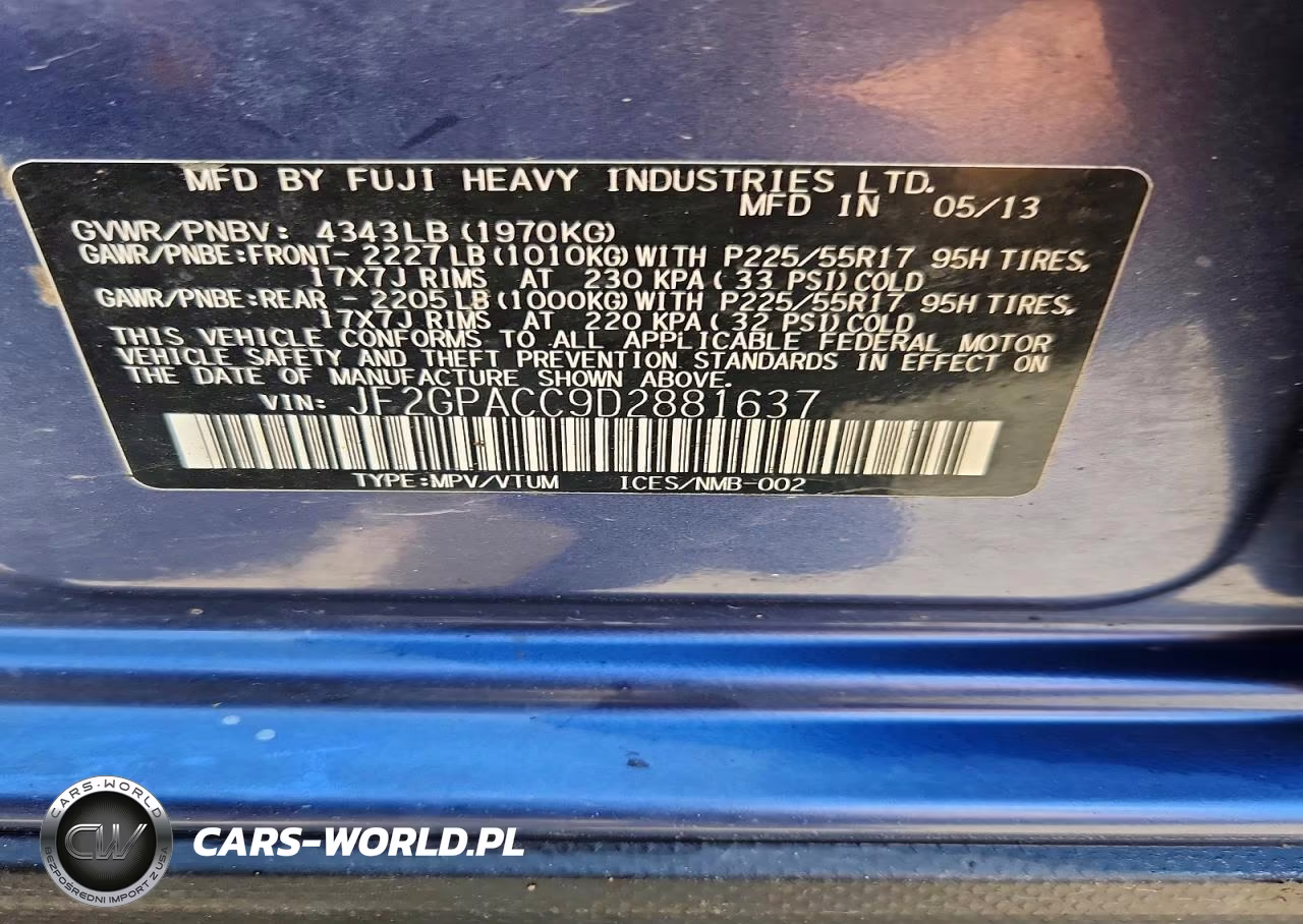 2013 Subaru Xv Crosstrek 2.0 Premium VIN:JF2GPACC9D2881637 - 13