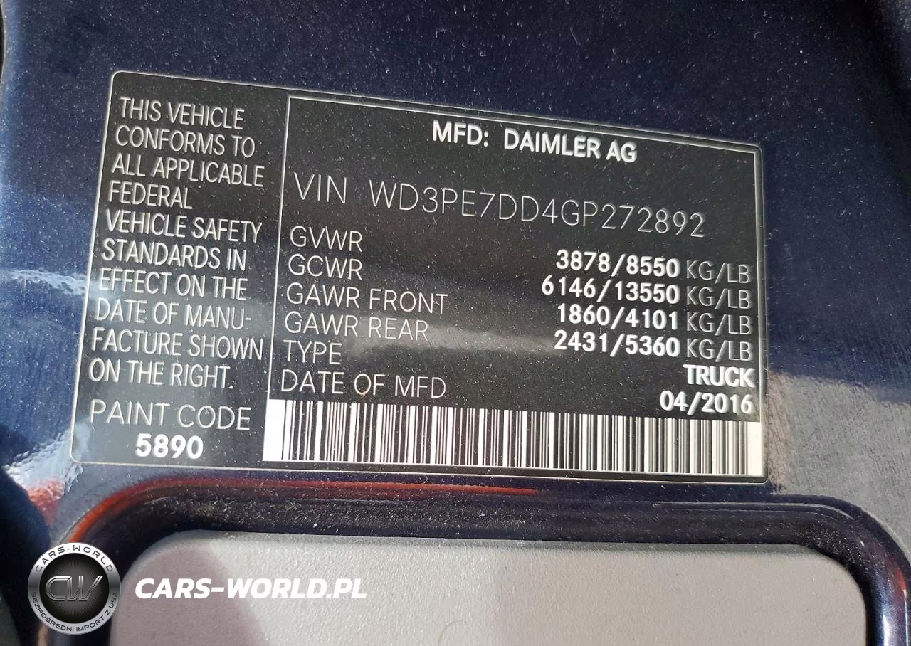 2016 Mercedes-Benz Sprinter 2500 VIN:WD3PE7DD4GP272892 - 13