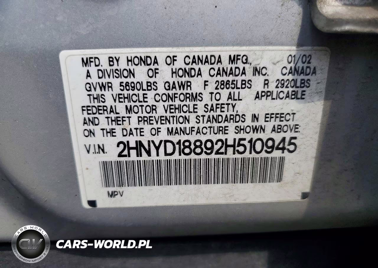 2002 Acura Mdx Touring VIN:2HNYD18892H510945 - 13