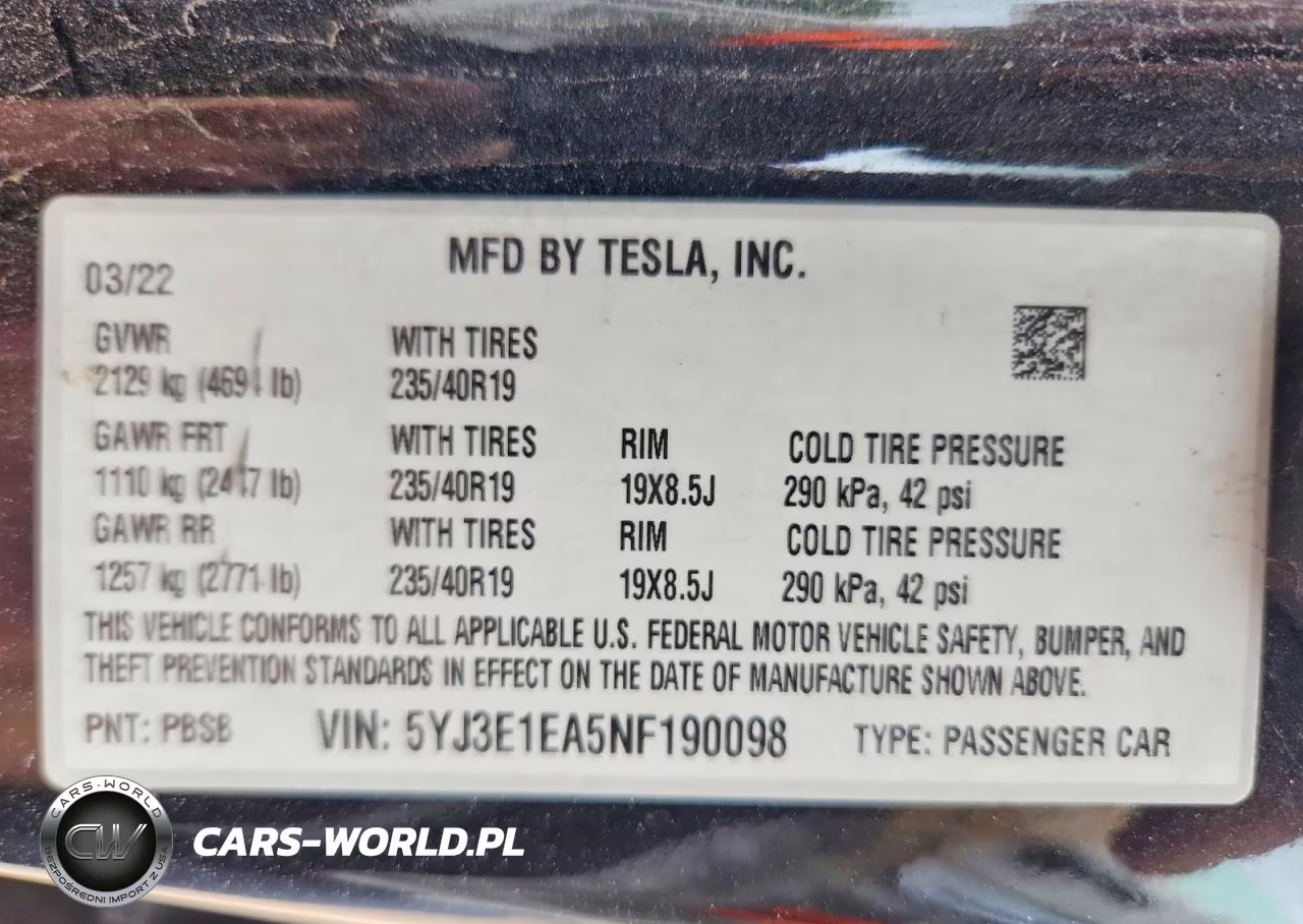 2022 Tesla Model 3 VIN:5YJ3E1EA5NF190098 - 12