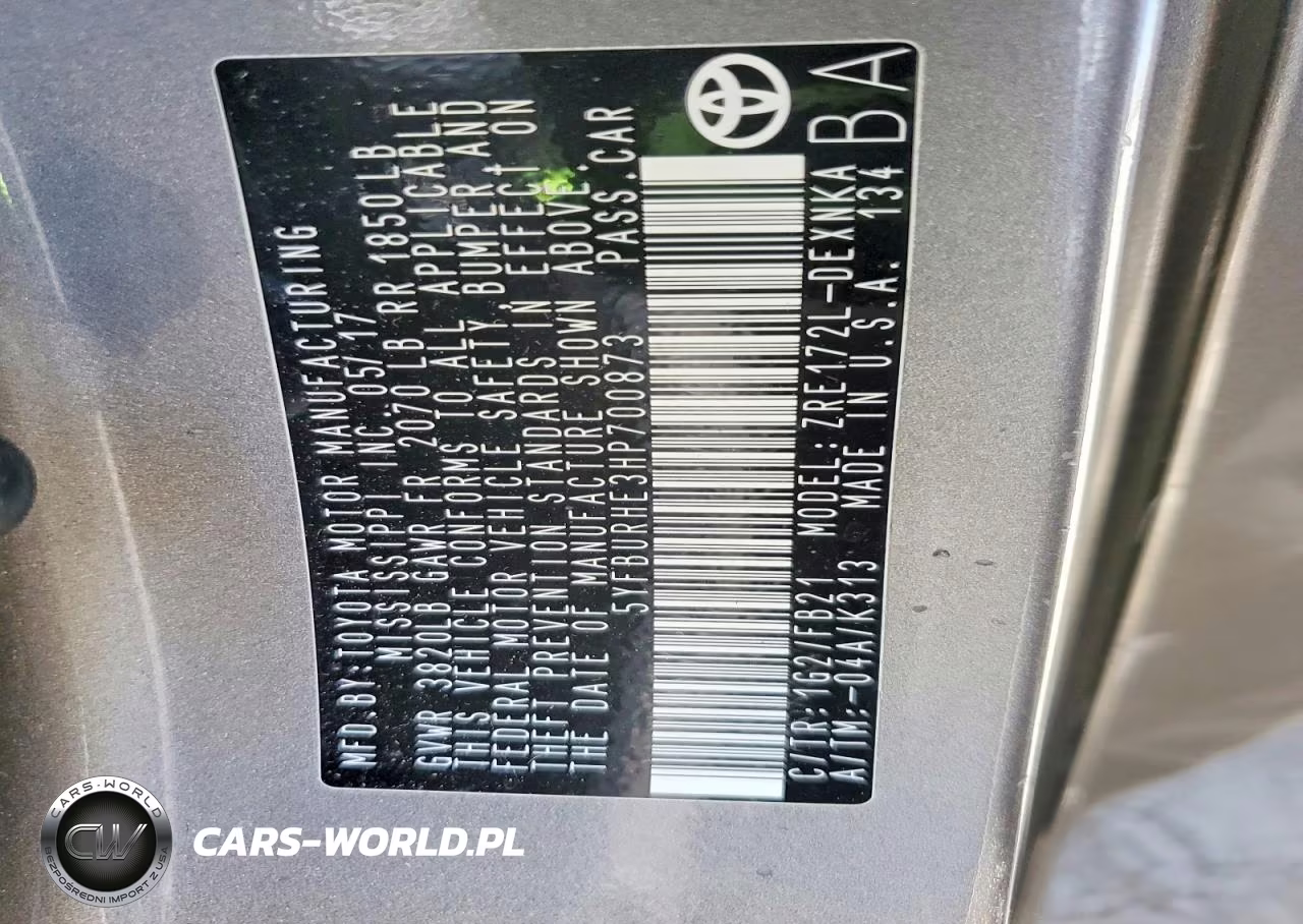 2017 Toyota Corolla Le VIN:5YFBURHE3HP700873 - 12