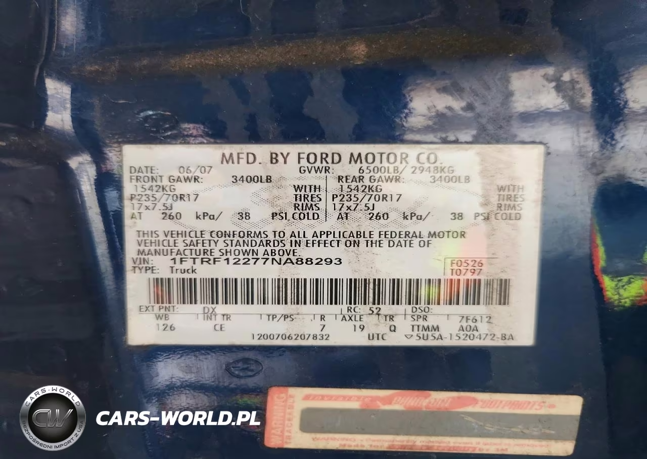 2007 Ford F150 VIN:1FTRF12277NA88293 - 12