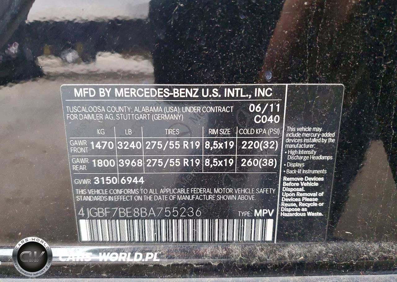 2011 Mercedes-Benz Gl-Class VIN:4JGBF7BE8BA755236 - 12