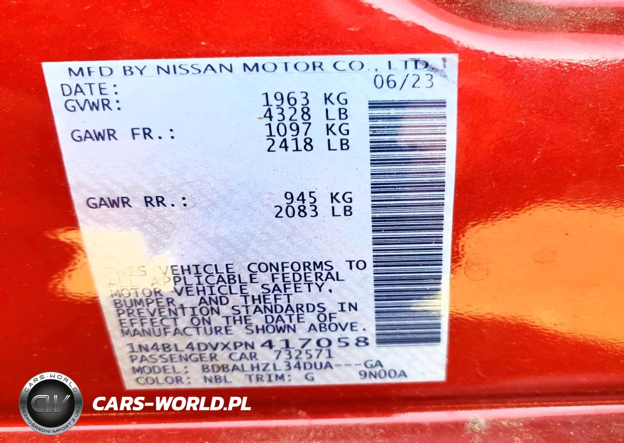 2023 Nissan Altima Sv VIN:1N4BL4DVXPN417058 - 12