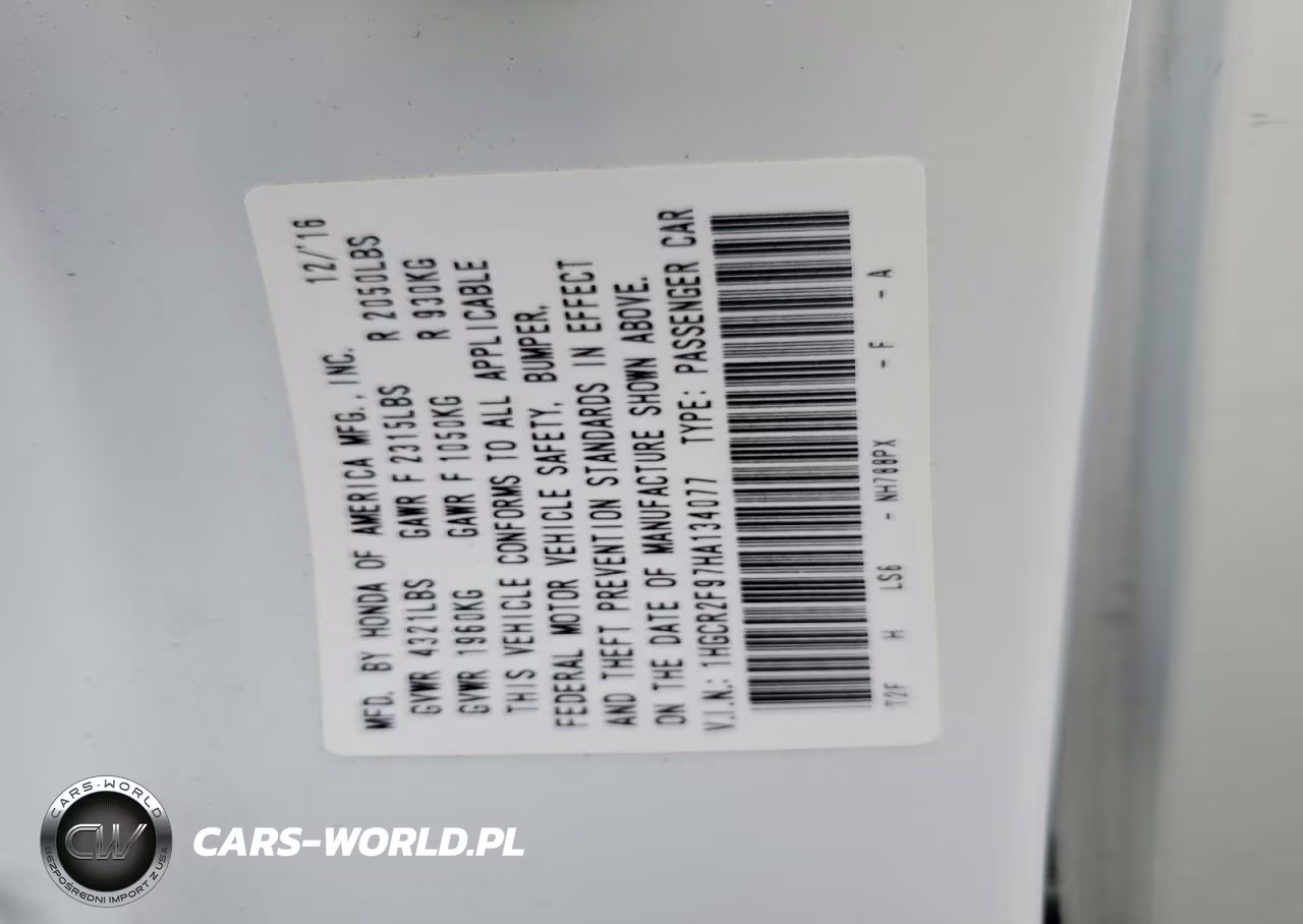 2017 Honda Accord Exl VIN:1HGCR2F97HA134077 - 12