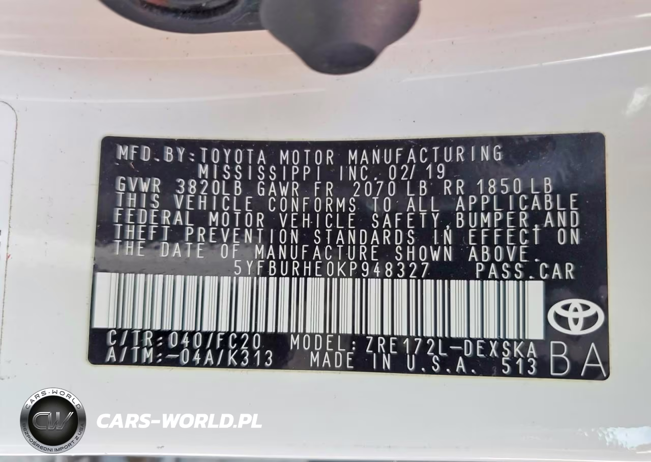 2019 Toyota Corolla Se VIN:5YFBURHE0KP948327 - 12