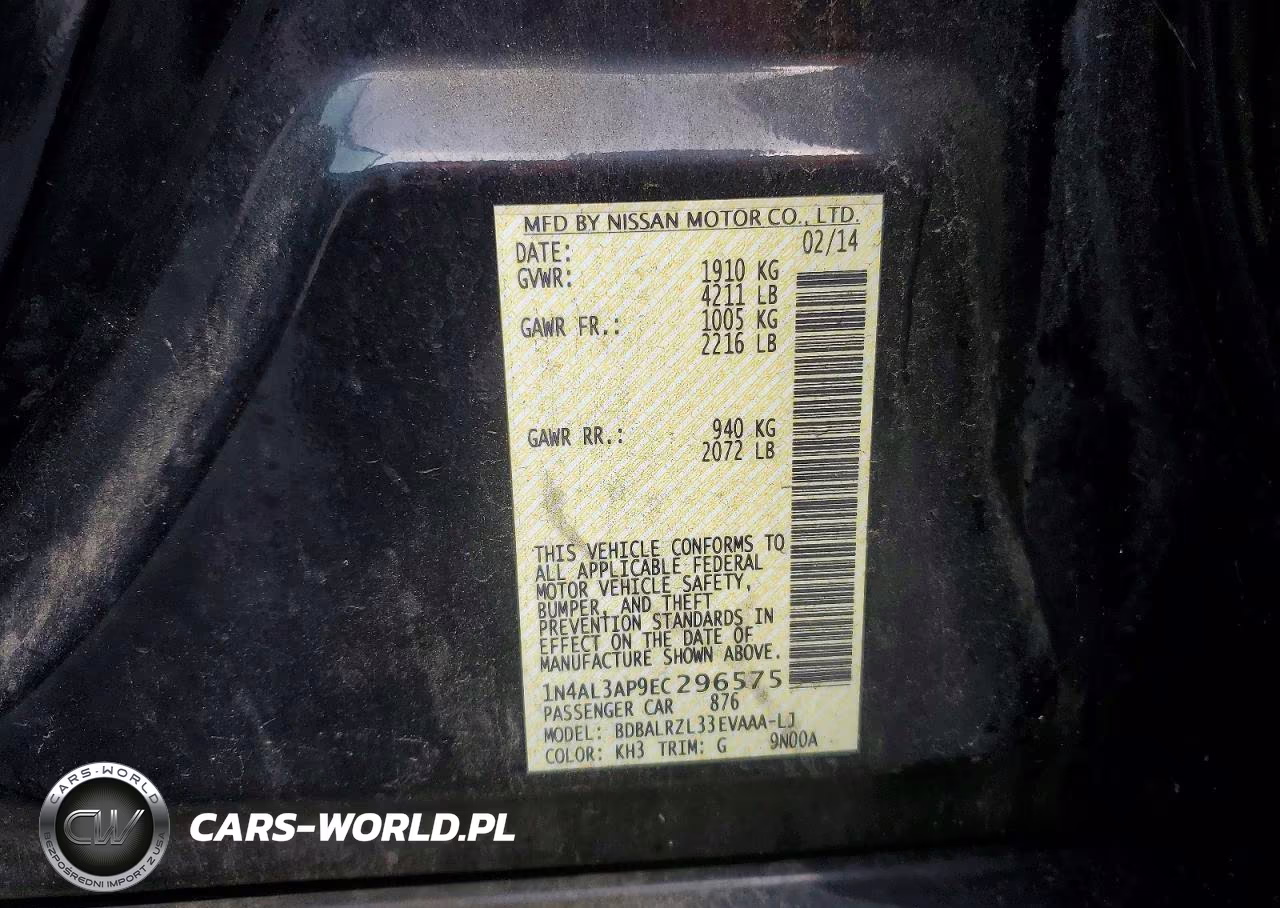 2014 Nissan Altima 2.5 S VIN:1N4AL3AP9EC296575 - 12