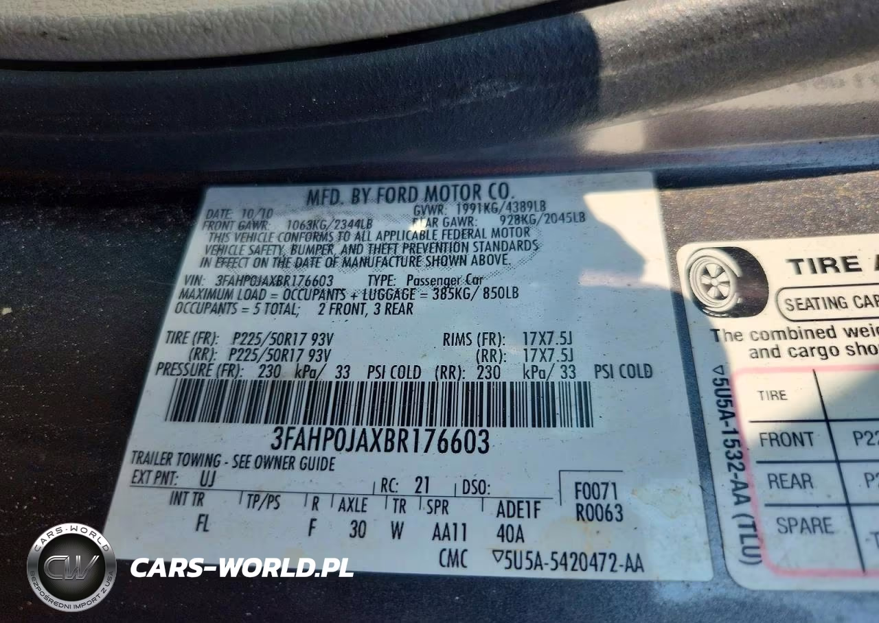 2011 Ford Fusion VIN:3FAHP0JAXBR176603 - 12