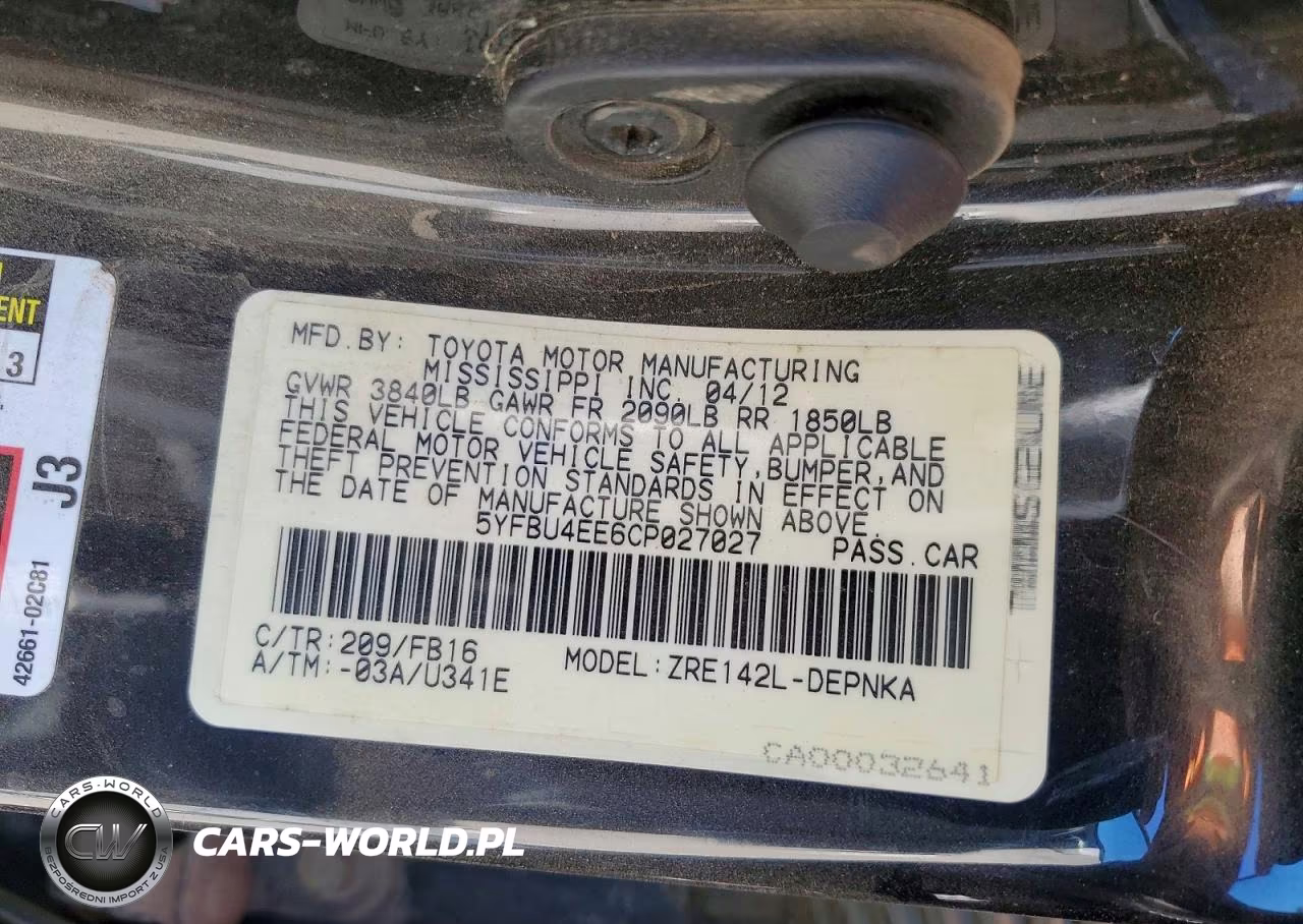 2012 Toyota Corolla Le VIN:5YFBU4EE6CP027027 - 13