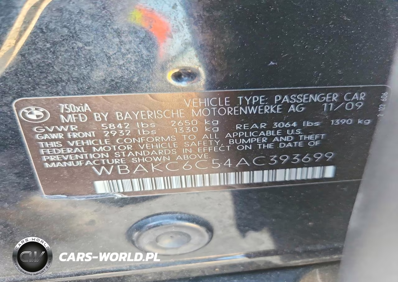 2010 BMW 750 I xDrive VIN:WBAKC6C54AC393699 - 12