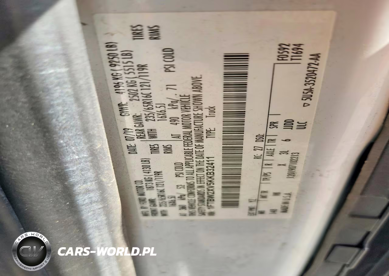 2019 Ford Transit T-350 VIN:1FTBW2XV5KKB32411 - 12