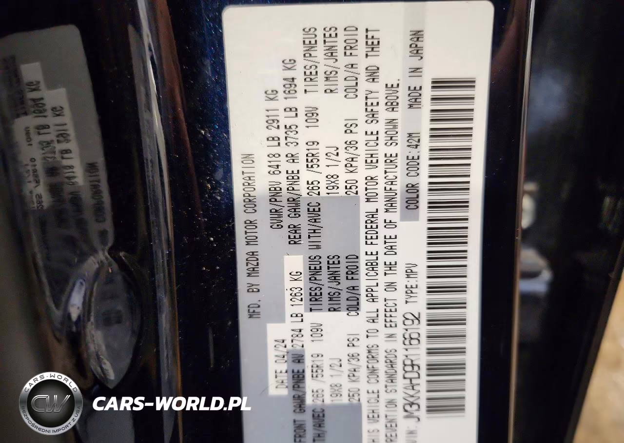 2024 Mazda Cx-90 Select VIN:JM3KKAHD9R1166192 - 13