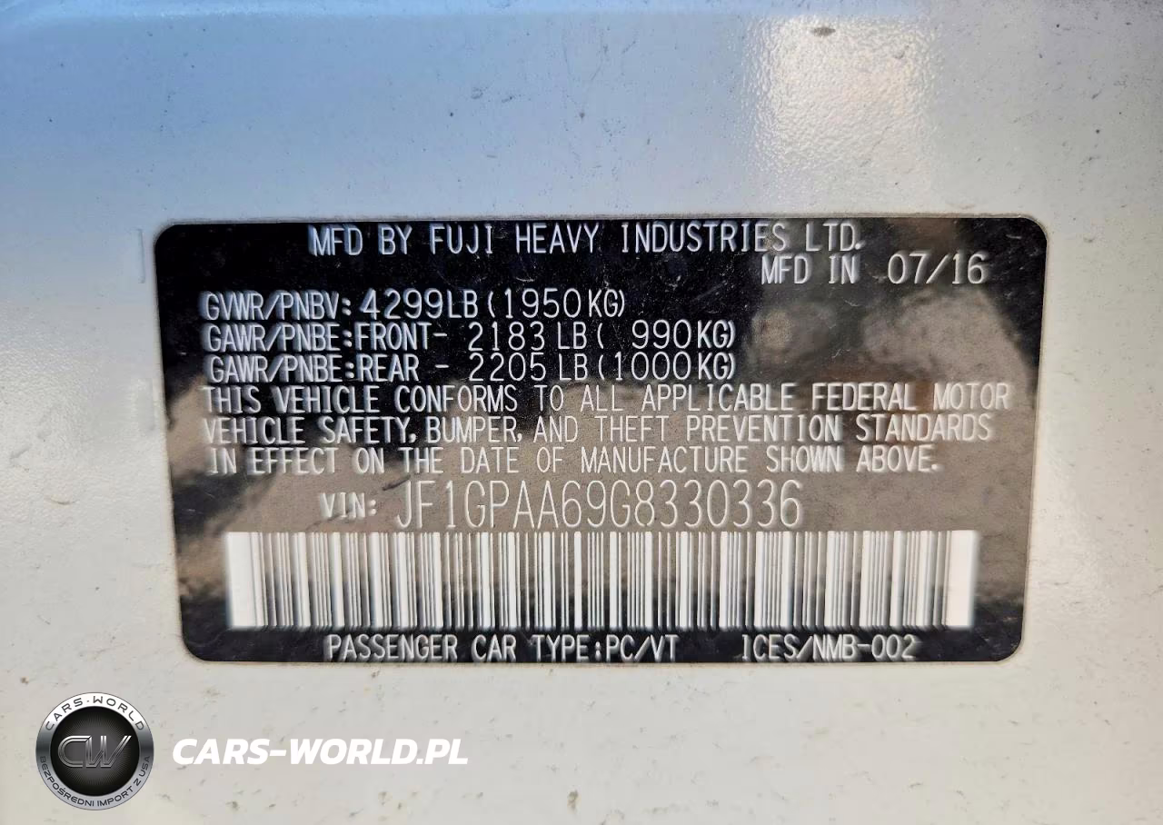 2016 Subaru Impreza VIN:JF1GPAA69G8330336 - 13