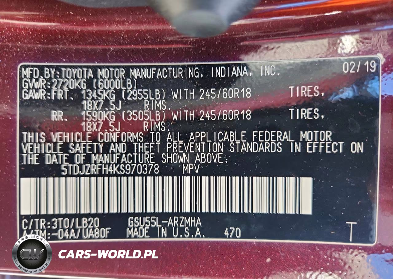 2019 Toyota Highlander Xle VIN:5TDJZRFH4KS970378 - 13