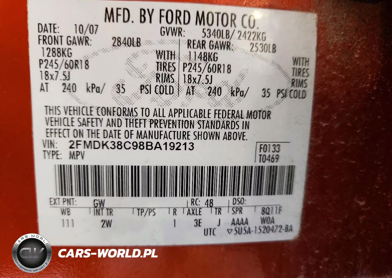 2008 Ford Edge Sel VIN:2FMDK38C98BA19213 - 12