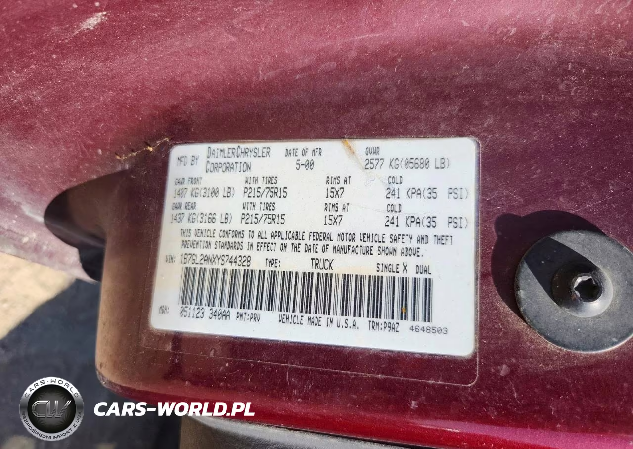 2000 Dodge Dakota VIN:1B7GL2ANXYS744328 - 13