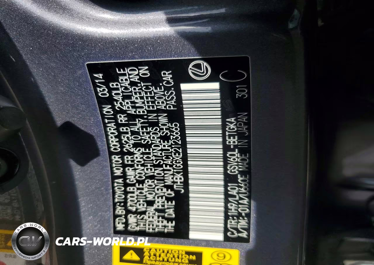 2014 Lexus Es 350 VIN:JTHBK1GGXE2123665 - 12