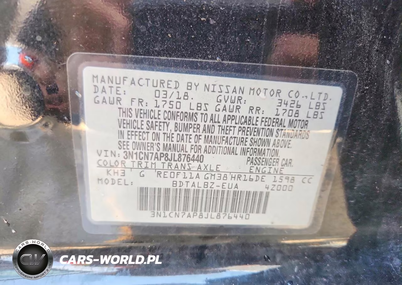 2018 Nissan Versa Sv VIN:3N1CN7AP8JL876440 - 12