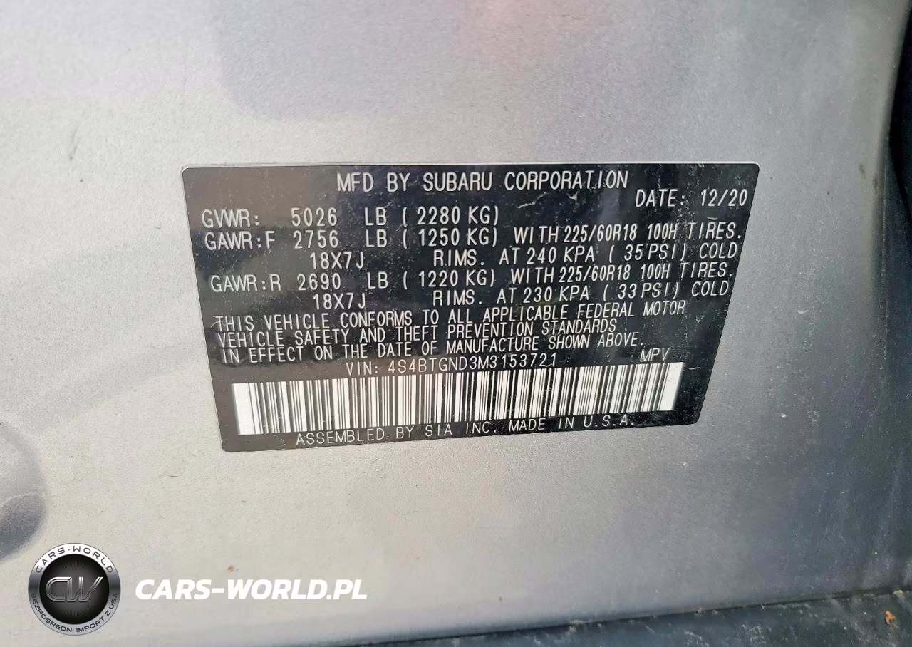 2021 Subaru Outback Limited Xt VIN:4S4BTGND3M3153721 - 14
