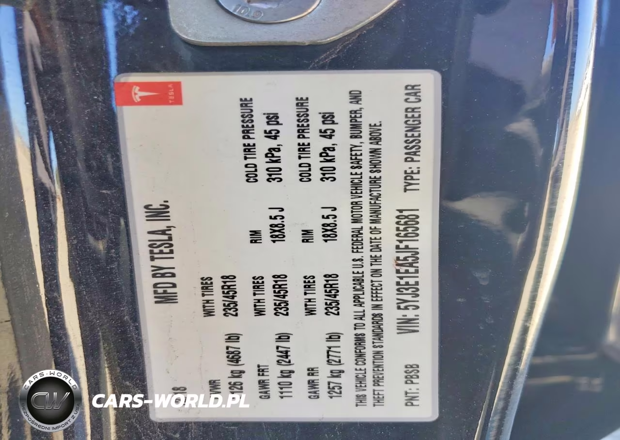 2018 Tesla Model 3 VIN:5YJ3E1EA5JF165681 - 13
