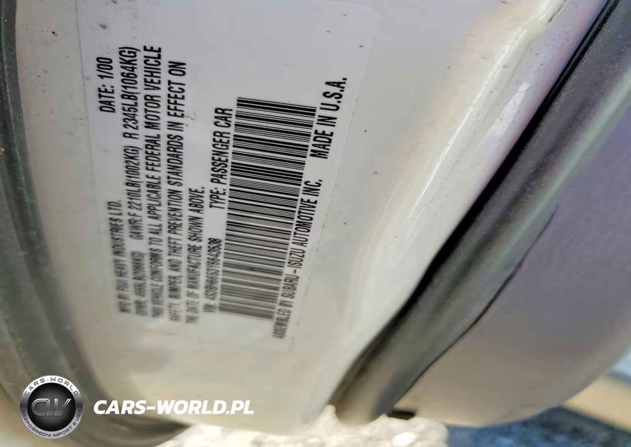2000 Subaru Legacy Outback VIN:4S3BH6653Y6643538 - 12