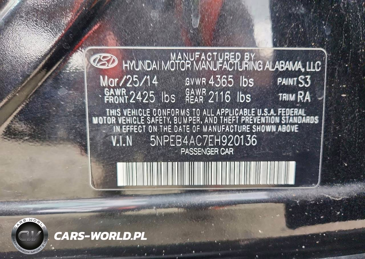 2014 Hyundai Sonata Gls VIN:5NPEB4AC7EH920136 - 12