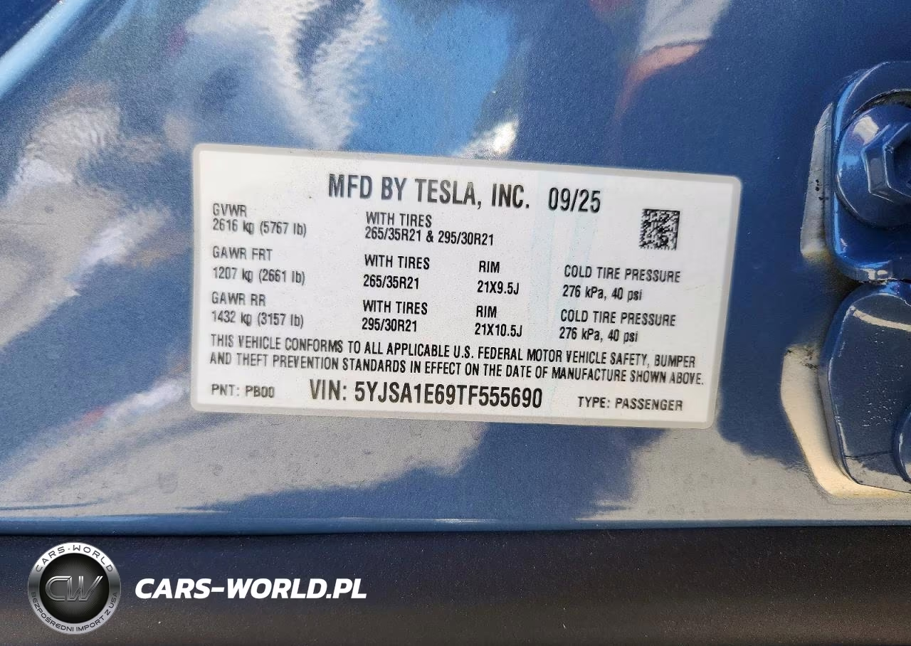 2026 Tesla Model S VIN:5YJSA1E69TF555690 - 12
