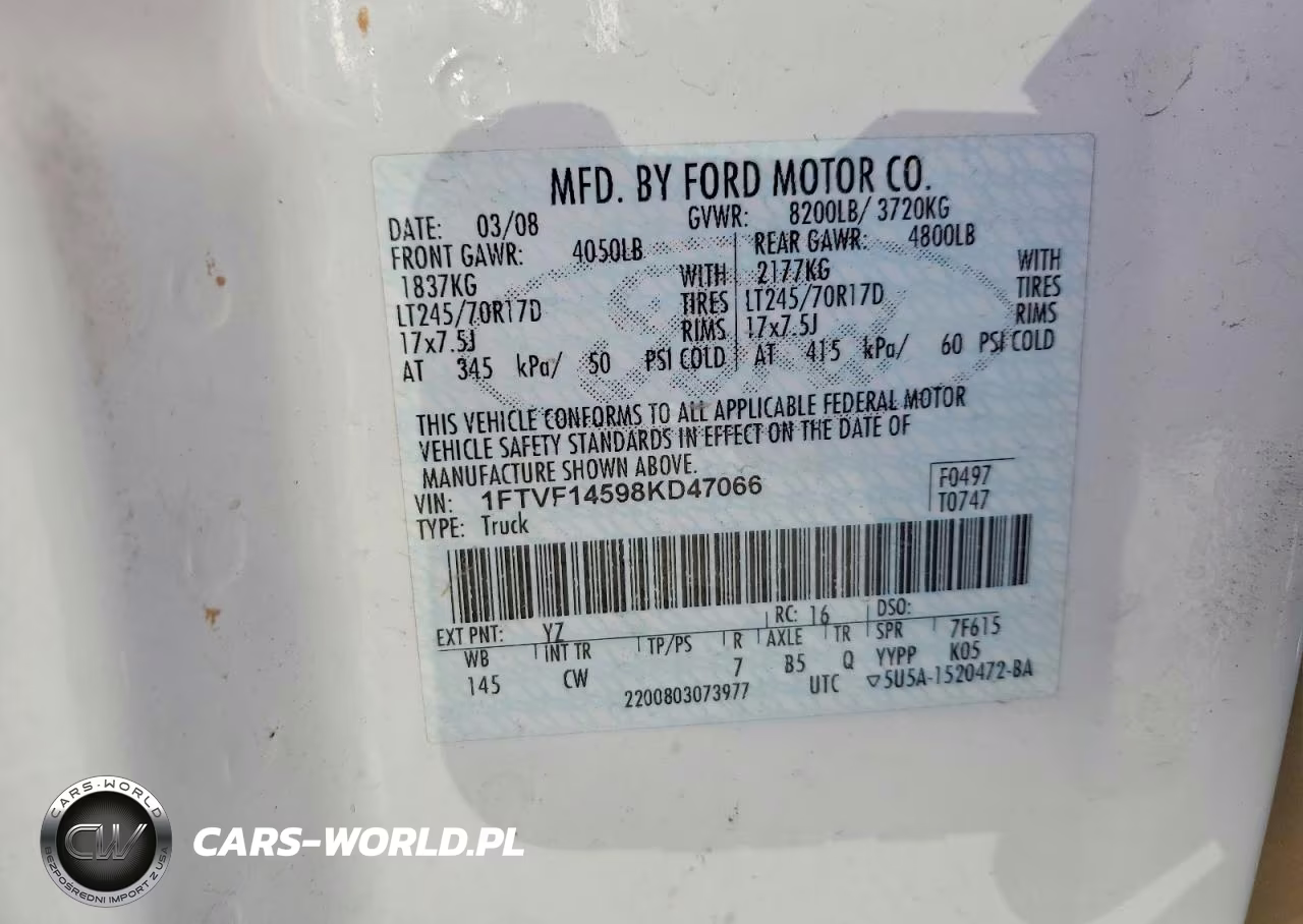 2008 Ford F150 VIN:1FTVF14598KD47066 - 12