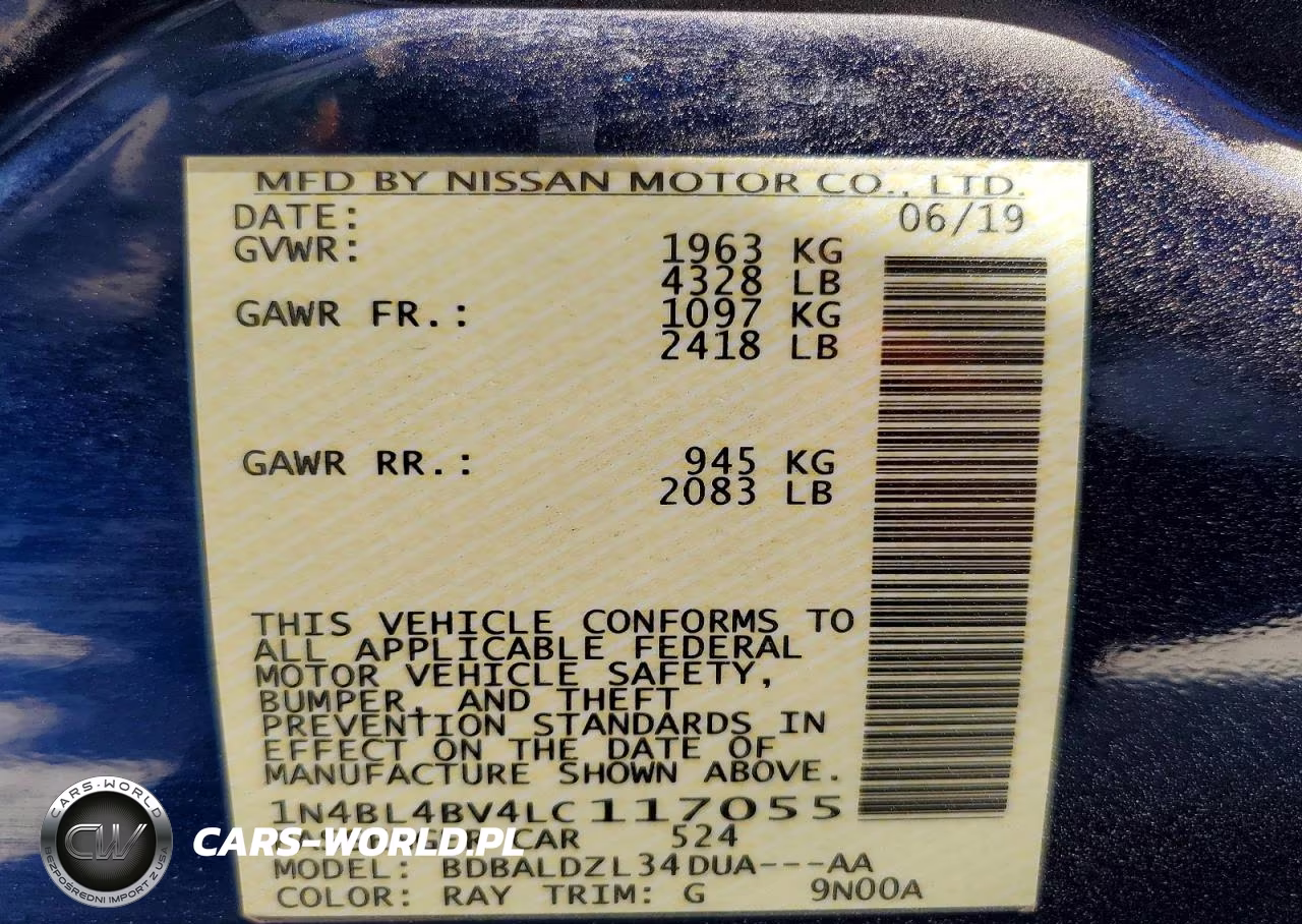 2020 Nissan Altima S VIN:1N4BL4BV4LC117055 - 12