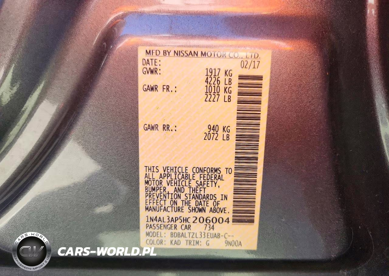 2017 Nissan Altima 2.5 Sl VIN:1N4AL3AP5HC206004 - 12