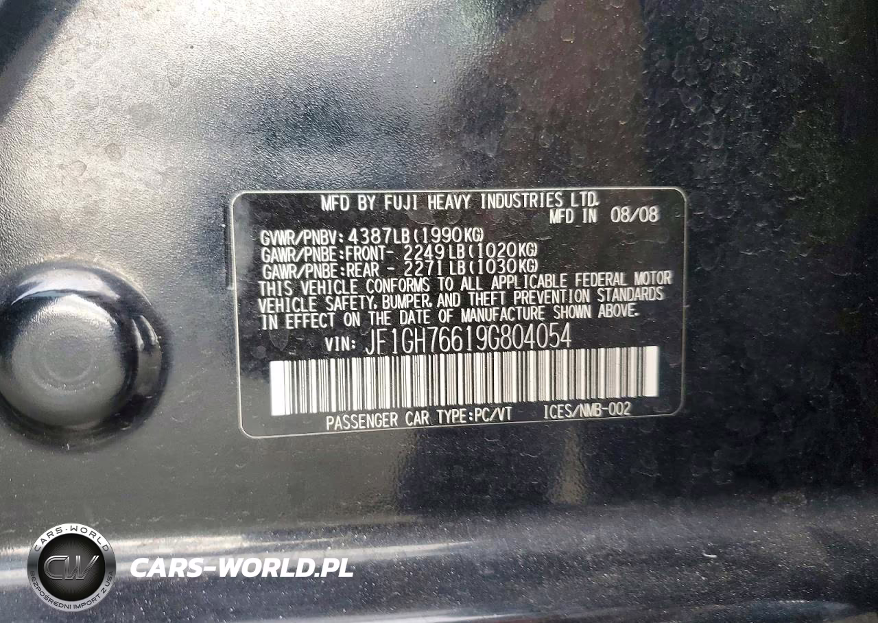 2009 Subaru Impreza Wrx VIN:JF1GH76619G804054 - 12