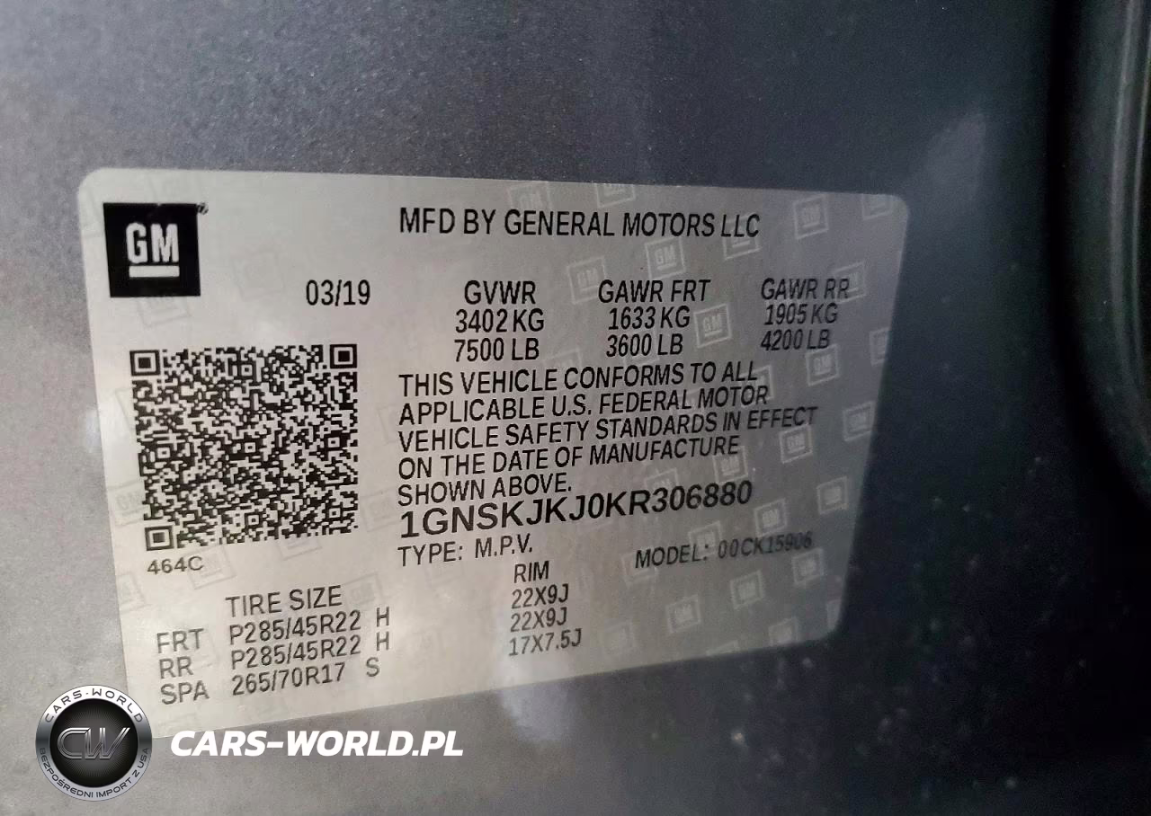 2019 Chevrolet Suburban K1500 Premier VIN:1GNSKJKJ0KR306880 - 13