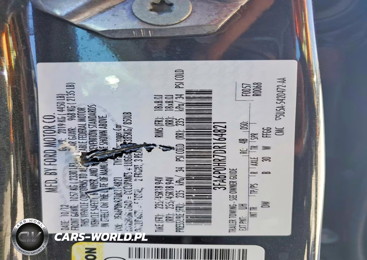 2013 Ford Fusion Se VIN:3FA6P0HR7DR164821 - 13