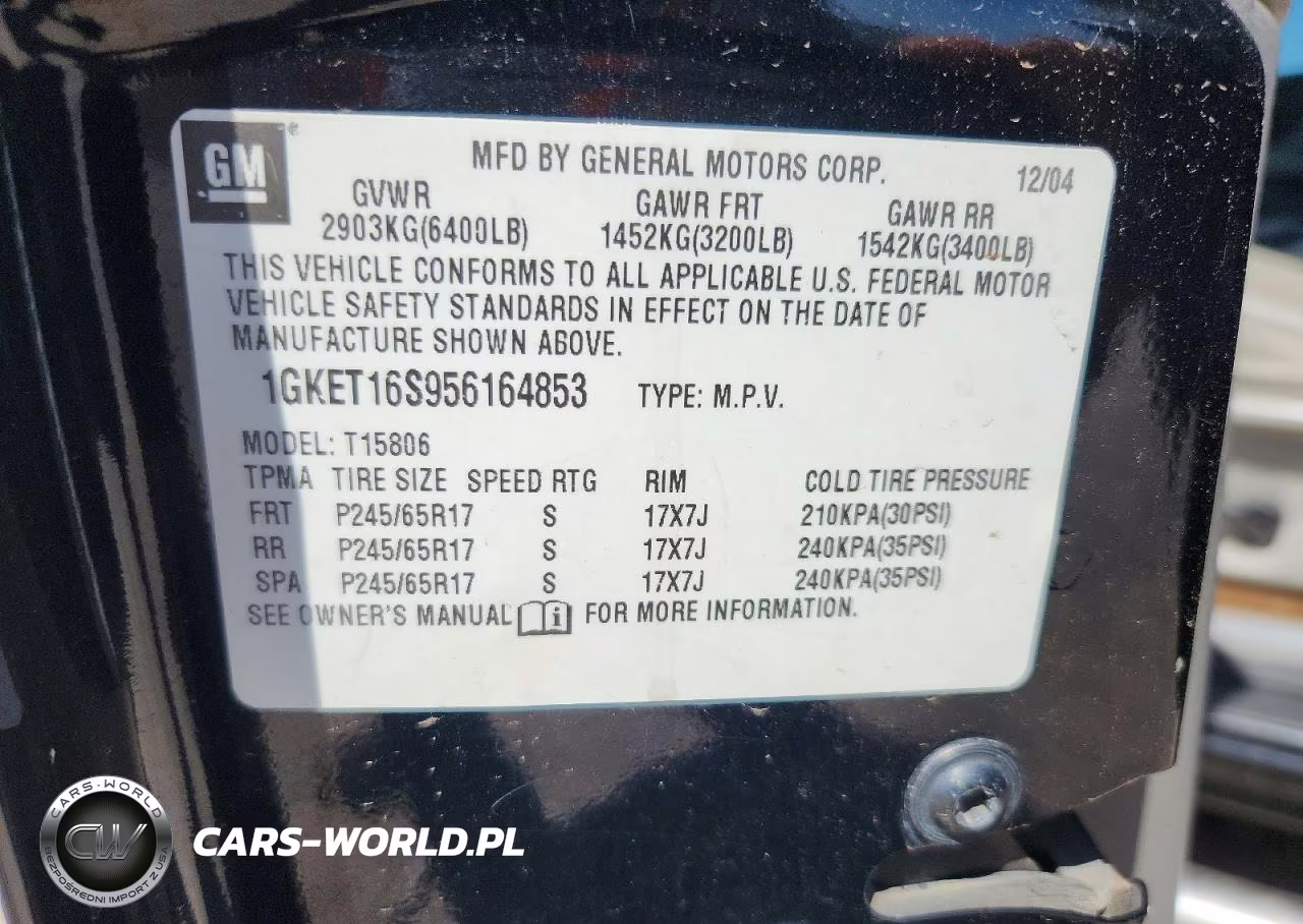 2005 GMC Envoy Xl VIN:1GKET16S956164853 - 13