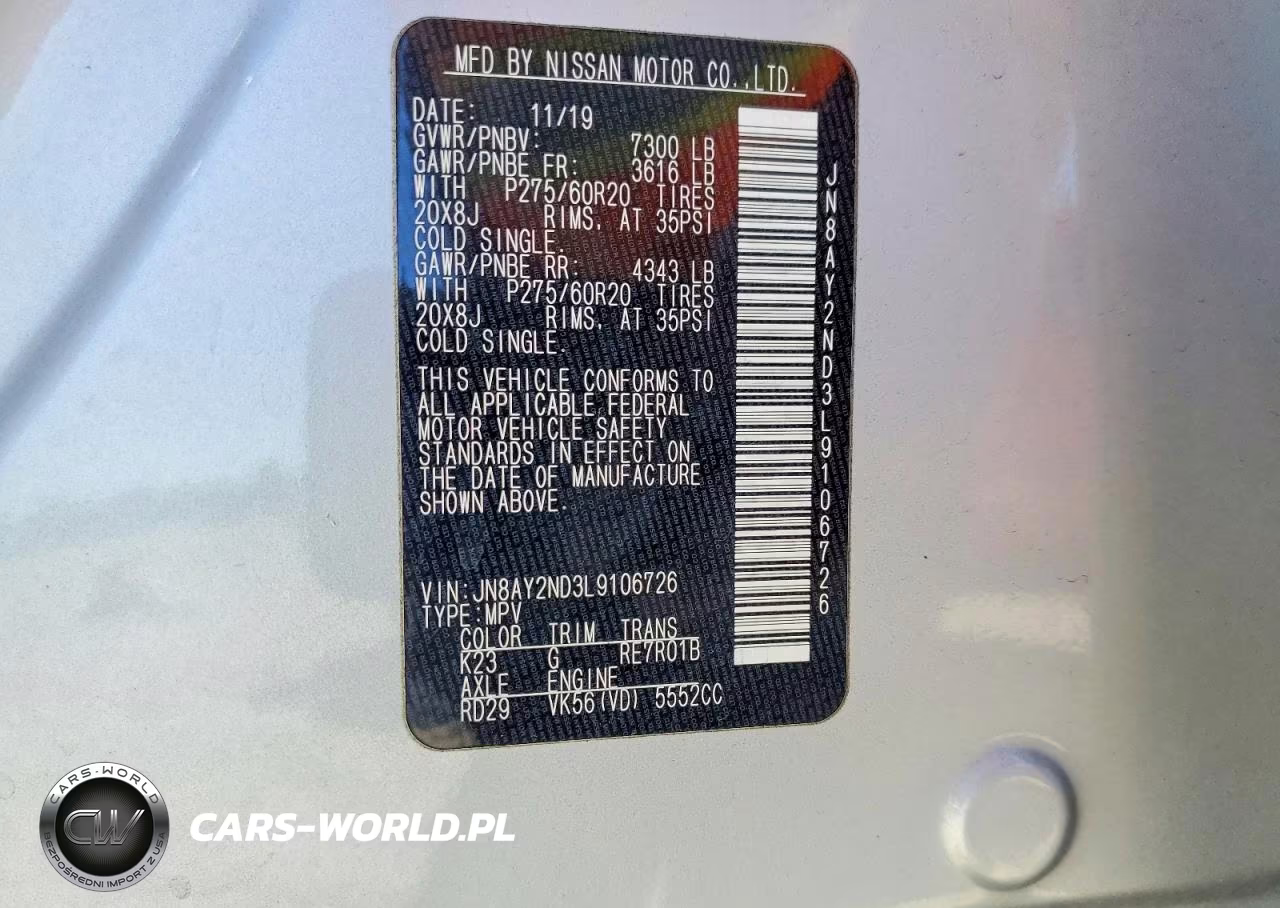 2020 Nissan Armada Sl VIN:JN8AY2ND3L9106726 - 13