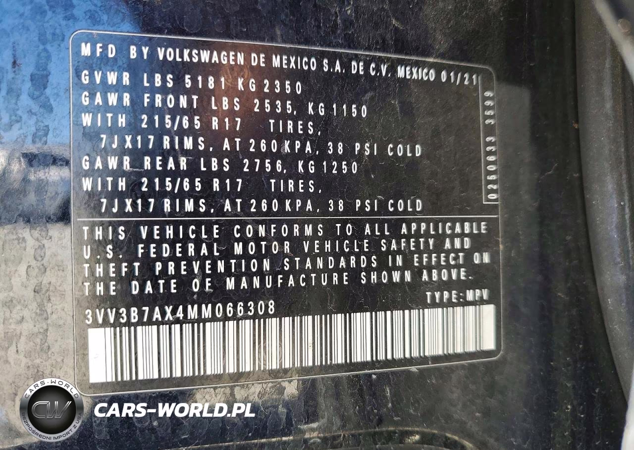 2021 Volkswagen Tiguan Se VIN:3VV3B7AX4MM066308 - 13