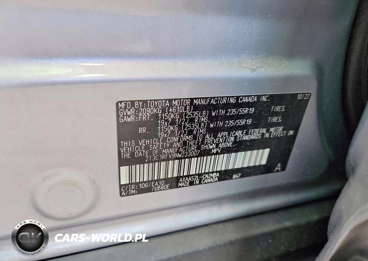 2022 Toyota Rav4 Xle Premium VIN:2T3C1RFV9NW233007 - 13