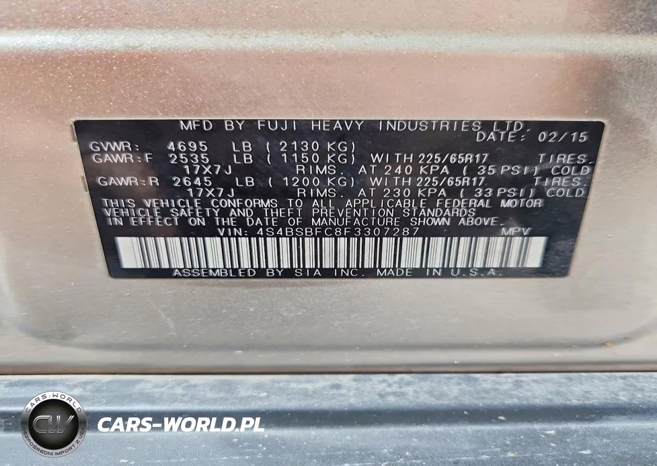 2015 Subaru Outback 2.5I Premium VIN:4S4BSBFC8F3307287 - 13
