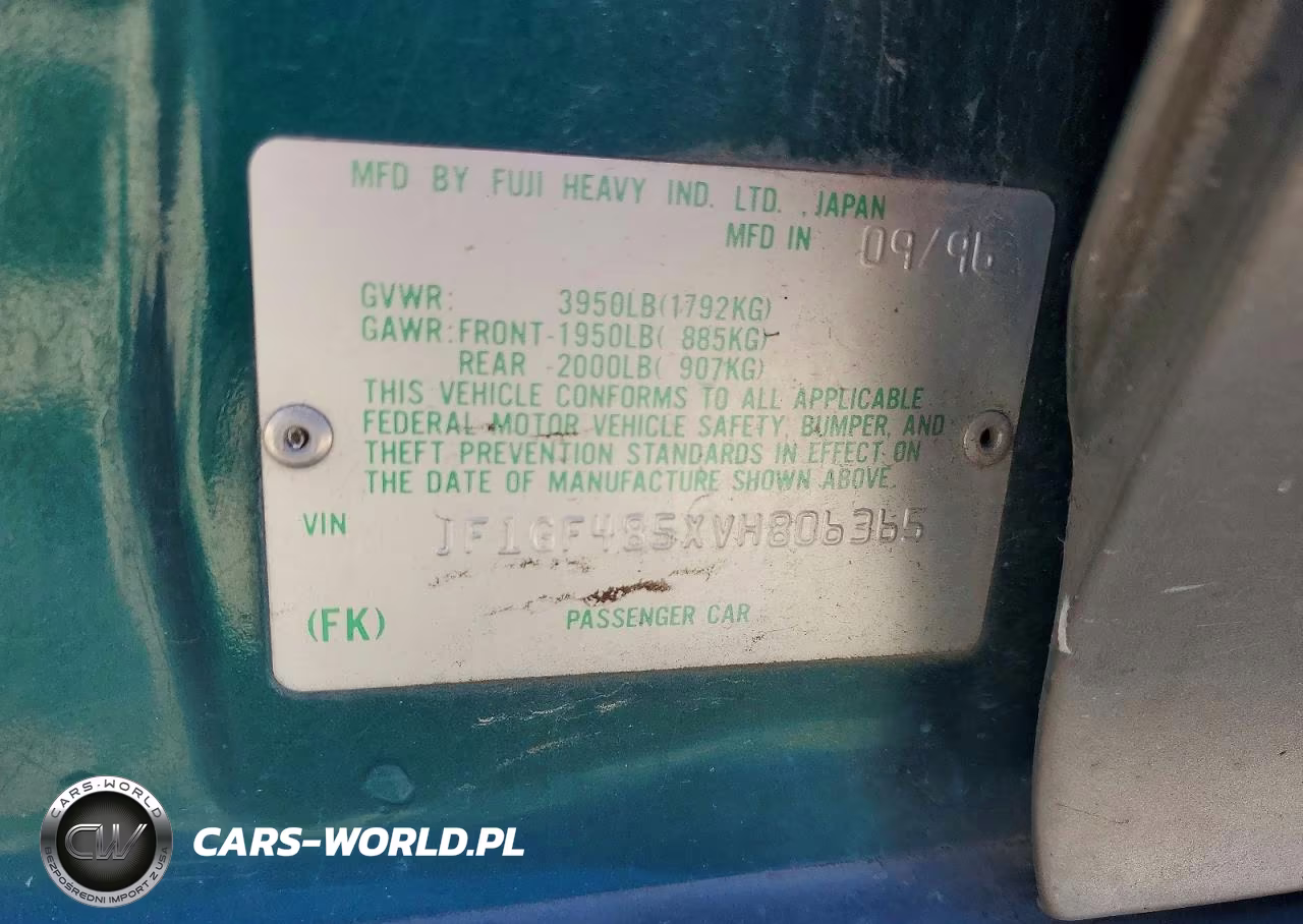 1997 Subaru Impreza Outback VIN:JF1GF485XVH806365 - 12