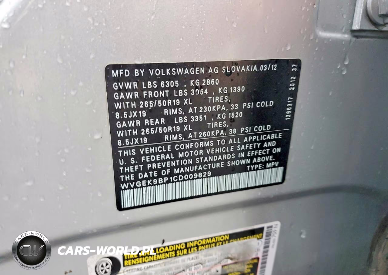 2012 Volkswagen Touareg V6 Tdi VIN:WVGEK9BP1CD009829 - 13