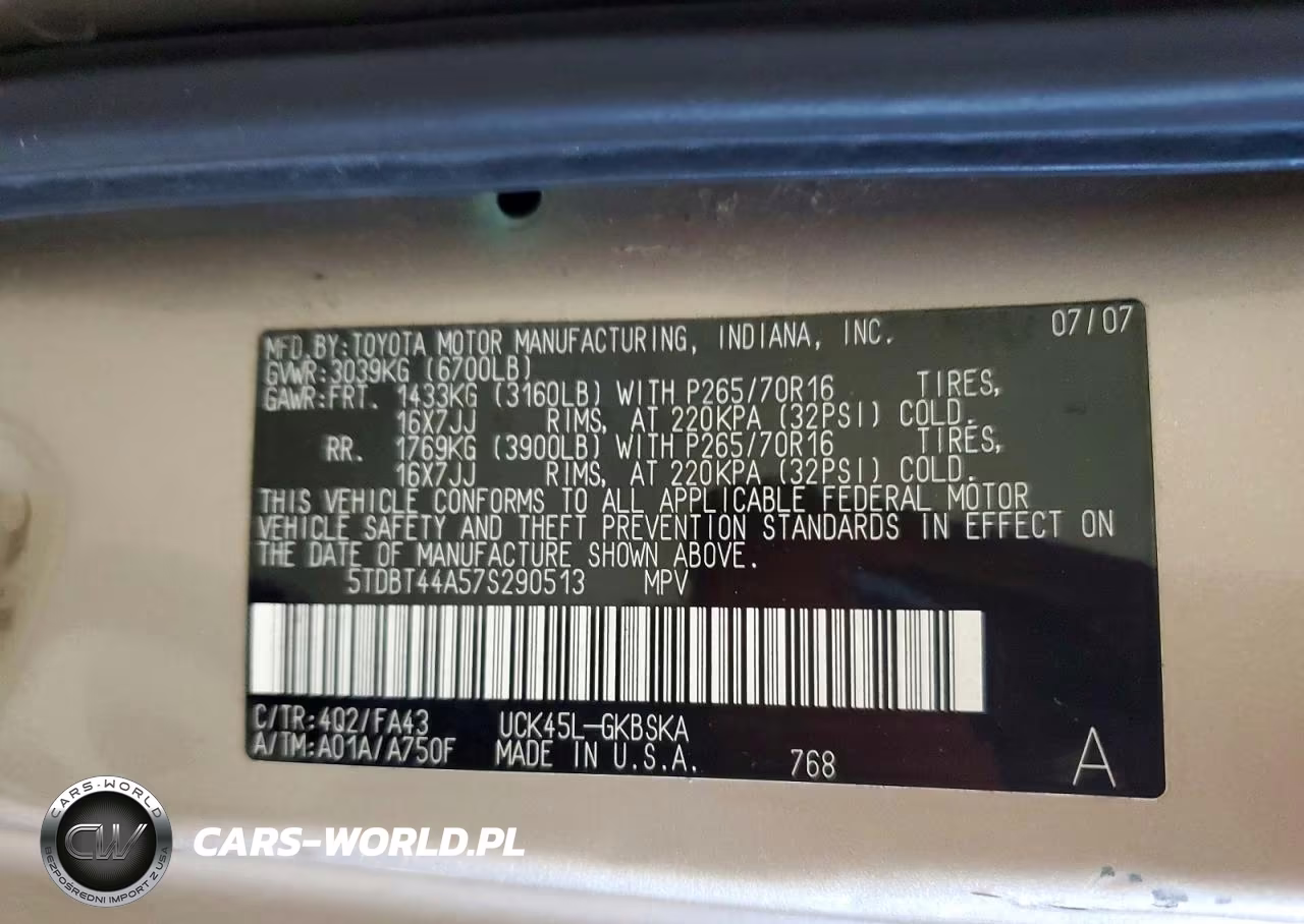 2007 Toyota Sequoia Sr5 VIN:5TDBT44A57S290513 - 13